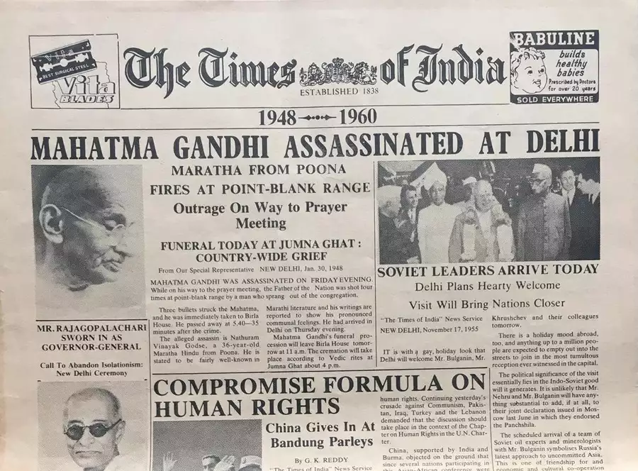 Mahatma Gandhi Assassinated at Delhi