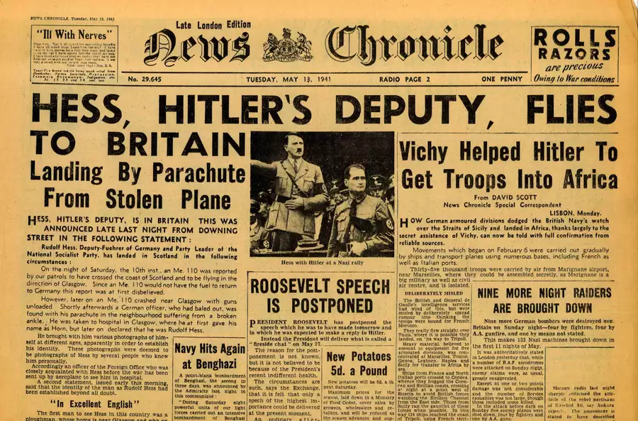 Hess, Hitler’s Deputy Flies To Britian