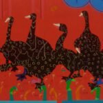 Dhaneshwar Shah – DS - 102, 40x80 inch, Acrylic on Canvas, Duck with Red, 2010